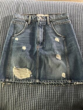 Reformation Distressed Denim Mini Skirt - Blue